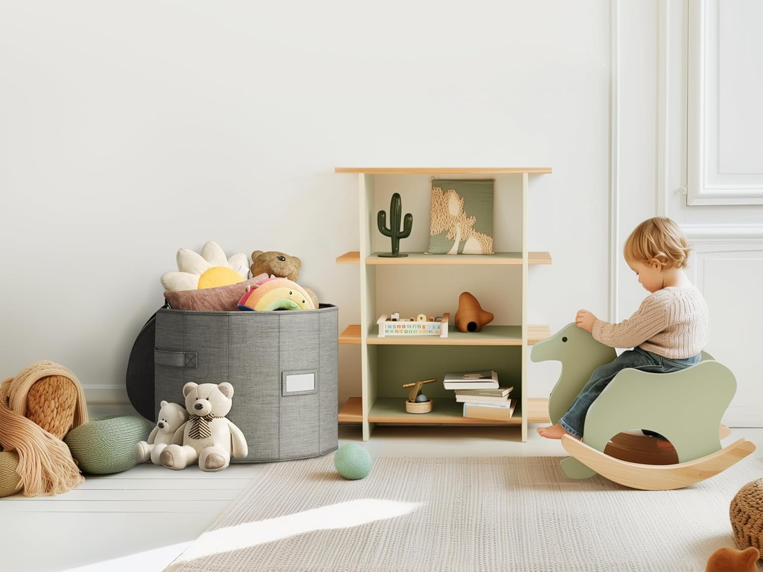 Shoe Organizer for Closet with Adjustable Dividers for Closet, Foldable Shoe Storage Box