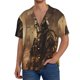 thumbnail image 1 of Balery Apocalyptic Skull Soldier Camisa Casual de Manga Corta con Botones para Hombre, Texturizada, Estilo Cubano, para Playa, Verano-Large, 1 of 5