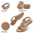 thumbnail image 5 of Littleplum Women's Bohemian Orthopedic Wide Sandals with Arch Support Rhinestone Flat Summer Shoes for Women,Champagne,Size 6, 5 of 9