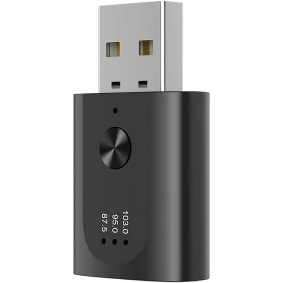USB Bluetooth 5.3 Adapter Wireless Audio Receiver Bluetooth Transmitter with Mic Handsfree Call for Car with FM Radio