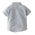 thumbnail image 5 of Styles I Love Toddler Little Boys Grey Stripe Short Sleeve Cotton Button Down Shirt for Casual, Formal Event and Special Occasions (100/2-3 Years), 5 of 6