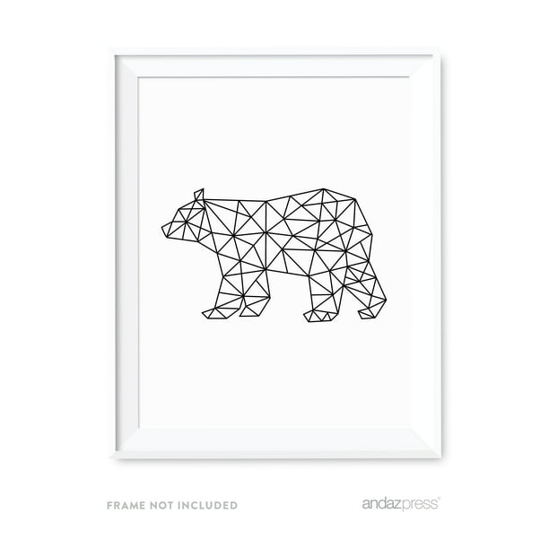 Bear Geometric Animal Origami Wall Art Black White Minimalist Print -  