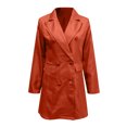 thumbnail image 3 of Robe Costume Femme Col en V Profond Manches Longues Élégante Couleur Unie Double Boutonnage Ajustée Col Rabattu Robe d'Été, 3 of 4