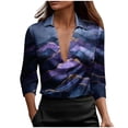 thumbnail image 2 of Vekome Blouses for Women Plus Size Plus Size 3/4 Sleeve T Shirts Collared Elegant Pullover Satin Print Summer Tops, 2 of 6