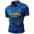 thumbnail image 2 of Colombia 2026 Soccer Cup Fan Jersey for Men, Short Sleeve Polo Shirt with Cityscape & Tricolor Graphic, Breathable Mesh Sports Top, 1 PC Blue L, 2 of 5
