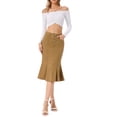 thumbnail image 2 of INSPIRE CHIC Women's Fishtail Skirt for Women's Maxi Denim Distressed Skirt L Brown, 2 of 5