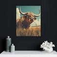 thumbnail image 4 of JEUXUS  Bathroom Decor Wall Art - Texas Longhorn Cow Painting Farmhouse Rustic Style Western Wall Decor,Cute Animals Prints Artwork Ready To Hang for Living Room,Restroom,Bedroom 12x16 in, 4 of 4