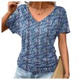 thumbnail image 2 of Blusas de Manga Corta Casuales para las Mujeres Imprimir V-Cuello Suéter Blusa de Poliéster Sudadera de Moda, Top de las Señoras para Invierno Primavera Uso Diario, 2 of 6