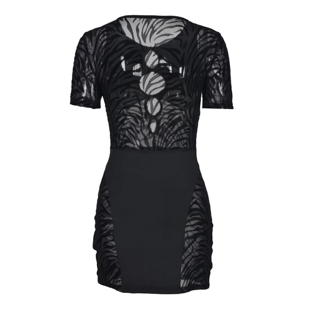 Kmbangi Dames Creux Perspective Robe, Épissage Manches Courtes Mini Jupe Robe Sexy