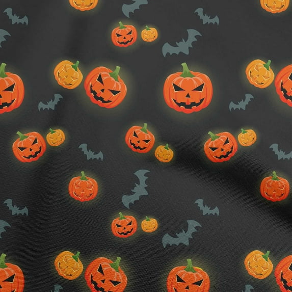 oneOone Cotton Cambric Black Fabric Halloween Sewing Material Print Fabric By The Yard 56 Inch Wide