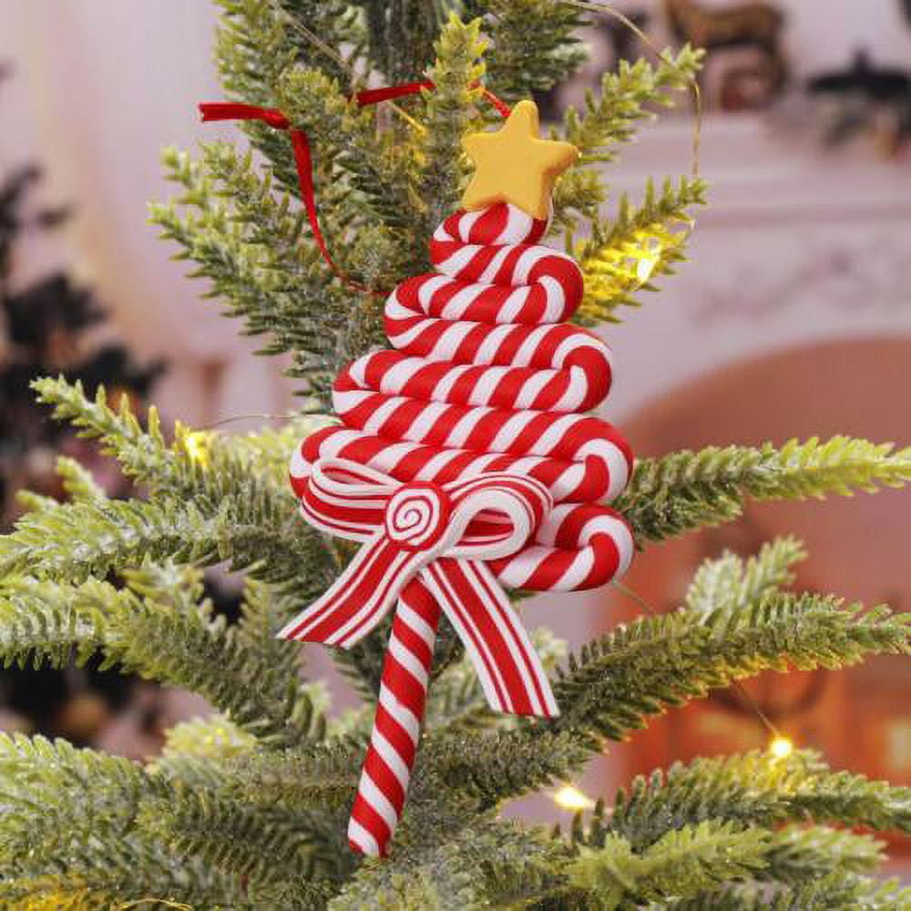 8 Pieces Christmas Lollipop Ornaments,Christmas Candies Polymer Clay  Ornament,Xmas Decor Candy Cane Hanging Decorations,Sweets Candy Pendant  Xmas Tree