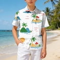 thumbnail image 2 of Ulanda Boy's Button Down Hawaiian Shirt Short Sleeve, Kids Summer Beach Hawaiian Shirts for Boys for 7-14 Years (White, 4-5 Years), 2 of 7