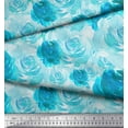 thumbnail image 2 of Soimoi Blue Velvet Fabric Grandiflora Roses Floral Printed Craft Fabric by the Yard 60 Inch Wide, 2 of 3