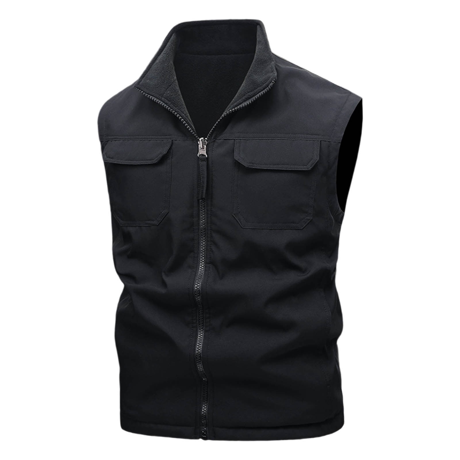 Zedker Men's Windproof Lightweight Golf Vest Outerwear Softshell Sleeveless Jacket for Running Hiking Sports with Pockets Black XXXL