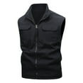 thumbnail image 2 of Mwjwdo Men's Stand Collar Fishing Vest Stretch Casual Full Zip Sleeveless Cargo Jacket with Pockets Outdoor Leisure Workwear Vest Black L, 2 of 9