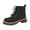 Black, variant on Chunky Platform Combat Boots Music Festival Outfits, Wood Bead Lace Up Booties Country Concert Wear, Comfortable Lug Sole Shoes Autumn Casual Strolling,Street Style Trend, White 9
