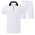 thumbnail image 2 of Vedolay Summer Short Sets Mens Short Sets Summer 2 Piece Outfits Polo Shirt with Shorts Fashion Tracksuits Casual Shirt Set,White S, 2 of 5