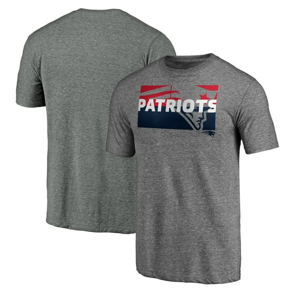 Men's Heather Gray New England Patriots Square Off Tri-Blend T-Shirt