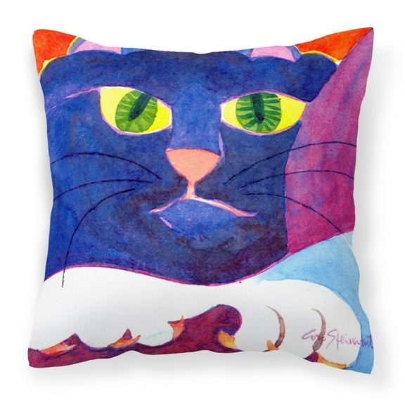 Carolines Treasures 6138PW1414 Big Blue Cat Decorative Canvas Fabric Pillow 14Hx14W multicolor