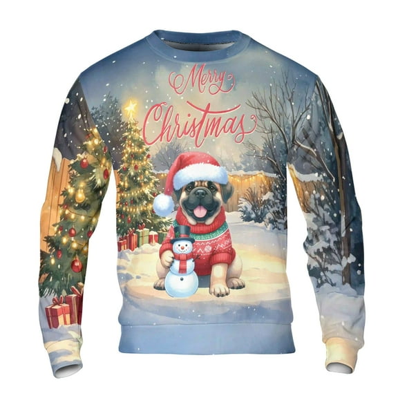 Merry Christmas Woofmas Xmas Noel Bullmastiff Santa Snowman All Over Print 3D Sweatshirt Unisex Merch Dog Lover - 13016