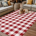 thumbnail image 2 of Fsddascl Farmhouse Red Plaid Outdoor Rug for Patio/Deck/Porch, Non-Slip Large Area Rug 6 x 9 Ft, Rustic Red White Checkered Indoor Outdoor Rugs Washable Area Rugs, Reversible Camping Rug Carpet, 2 of 5