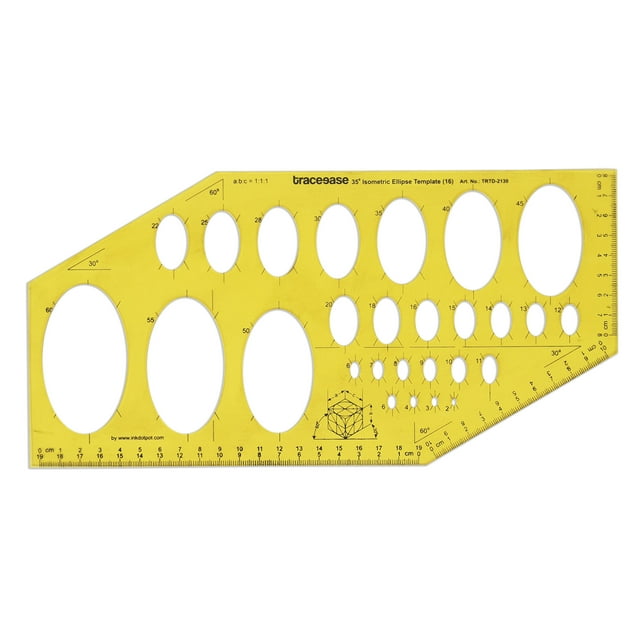 Traceease Geometric Drafting 35 Isometric Ellipse Template Drawing Stencil, Designing Template Measuring Ruler