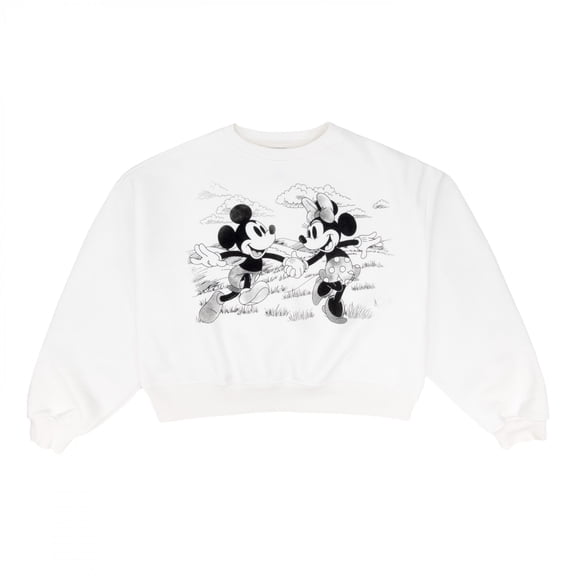 Disney Juniors Mickey Minnie Drop Sleeve Crop Sweatshirt (Ladies), S to XL