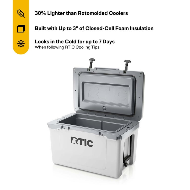 RTIC Large 52 QT Ultra-Light Hard-Sided Cooler, White/Grey