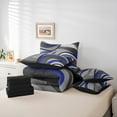 thumbnail image 5 of Feelyou Adult Abstract Geometric Bedding Comforter Set 7 Pieces, Mid Century Minimalism Full Bedding Set, Grey Blue Stripes Reversible Fitted Sheet Flat Sheet, Microfiber Bedroom Decor, 5 of 7
