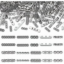 180pcs 10 Styles Metal Bar Beads 10~27mm Rectangle Spacer Beads Multi Strand Charm Links Spacer Bar Tibetan Tube Bar Beads for Multilayer Bracelet Jewelry Making Antique Silver