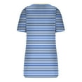 thumbnail image 3 of Women's Fashion 2024 Button up Neck Vintage Y2K Tops Dressy Casual Striped Color Block Short Sleeve Tunic Tops Loose Fit Flowy Round Neck Blouse Summer Clothes for Teen Girls Sky Blue T Shirts XL, 3 of 4