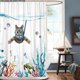 thumbnail image 4 of 1 cortina de ducha de gato divertido, cortinas de ducha de tela impermeables de mar verde azulado y océano con decoración de cortina de baño de animales (71''×71''/180*180cm) JAMW Sencillez, 4 of 5