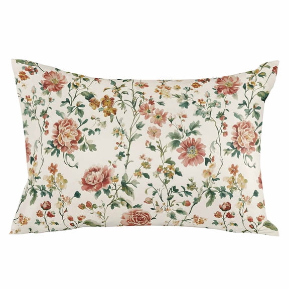 Botanical Flowers Throw Pillow Cover 20 x 30 Inch Decorative Pillow Cover Vintage Country Pastoral Floral Vines Lumbar Pillowcase Seasonal Rectangle Cushion Case for Couch Sofa Bed Living Room
