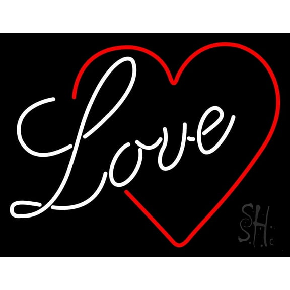 Love With Heart LED Neon Sign 15 x 19 - inches, Black Square Cut Acrylic Backing, with Dimmer - Bright and Premium built indoor LED Neon Sign for Defence Force.