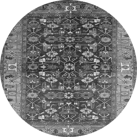 Ahgly Company Indoor Round Oriental Gray Industrial Area Rugs, 7' Round