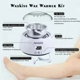 thumbnail image 6 of WAXKISS Wax Heater Kit with 4 Packs of Hair Removal Wax Beans & 10 Small Wooden Sticks, Ideal for Home Use, Effective for Eyebrows, Face, Underarms, Brazilian, Bikini, Legs – All Skin Types，Purple, 6 of 7