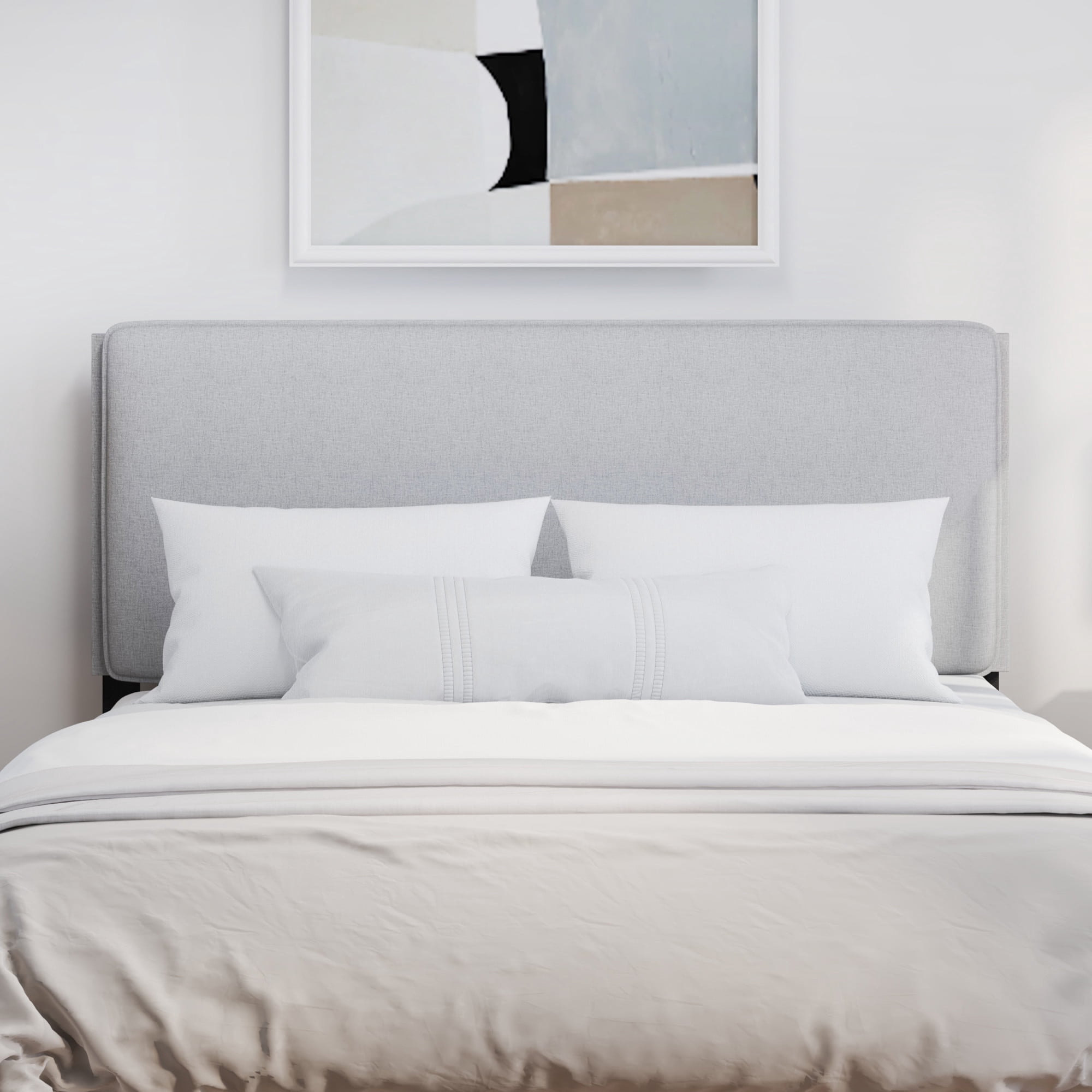 Hillsdale Furniture Emslie Full/Queen Upholstered Adjustable Headboard, Light Gray