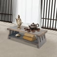 thumbnail image 5 of 23.62 inch Small Folding Altar Table Meditation Table, Walnut Floor Table for Spiritual 2-Tier Wooden Japanese Shelf Vintage Puja Tablé Zen Style Coffee Tablé Storage Shelf for Displaying Jars, 5 of 32