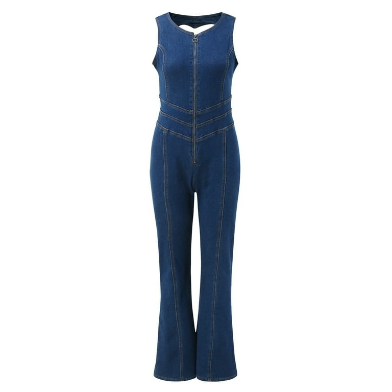 Women Fashion Playsuits Jumpsuit Denim Daily High Waisted