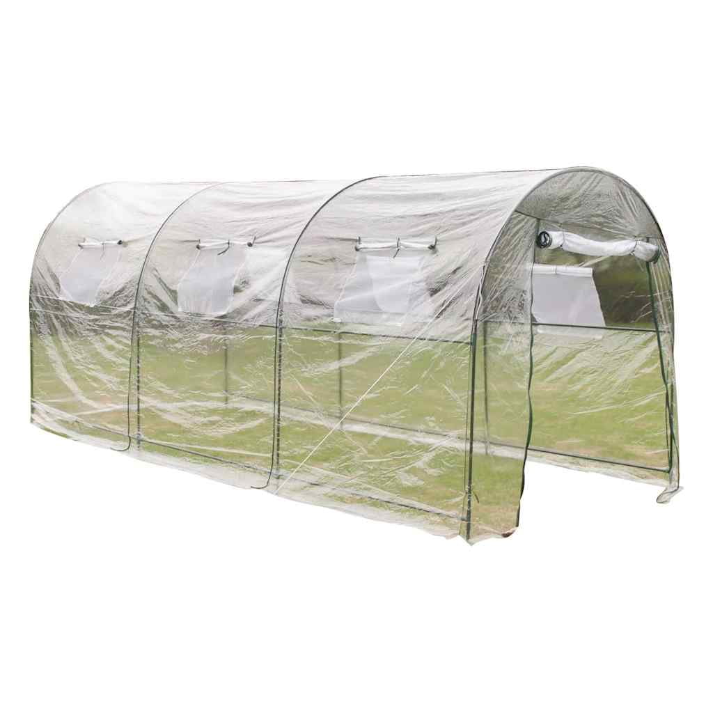 vidaXL Greenhouse Transparent PVC, Powder-Coated Steel Large Portable 177.1" x 74.8" x 78.7"