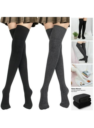 Women Knee High Socks Striped Women's Long Socks Harajuku Thigh High Socks  For Girls Plus Size Stockings Black One Size