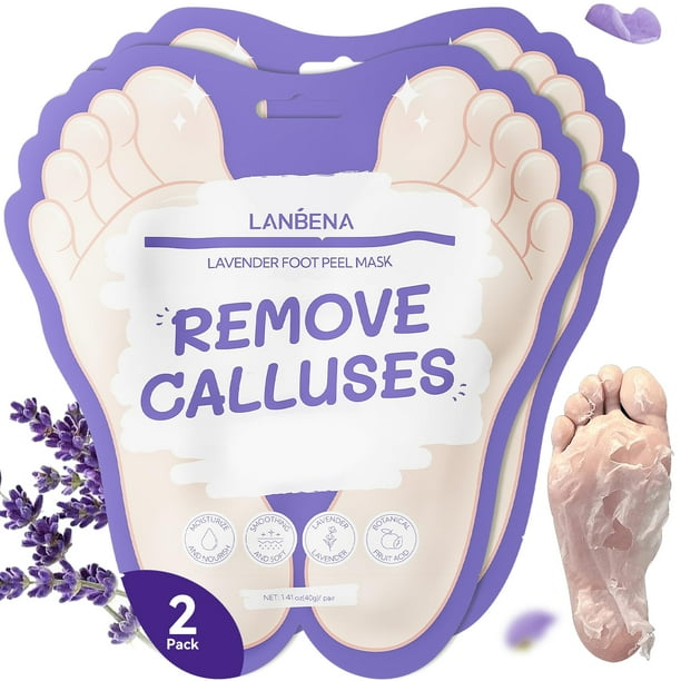 Mascarilla exfoliante para pies LANBENA Lavender para eliminar la piel muerta, 2 pares