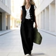 thumbnail image 3 of Iyufng Women's Solid Color Summer Outfits 2 Piece Button Down Vest Top and Casual Pants Set with Pockets, 3 of 9