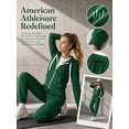 thumbnail image 4 of Women's 2 Piece Sweatsuits Full Zip Sweatshirts Workout Pants Plus Size Lounge Sets Tracksuits Fall Outfits Sizes S-5XL Green L, 4 of 11