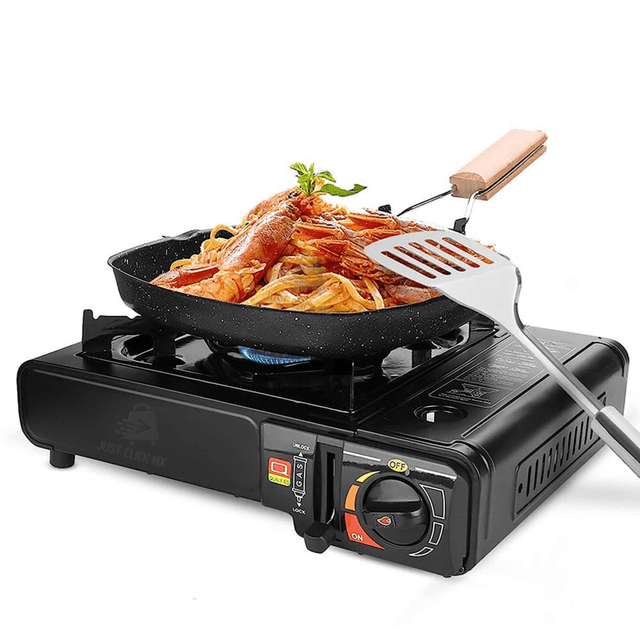 Estufa Parrilla De Gas Butano JustClick MX Portátil 34 cm x 26 cm x 9 cm