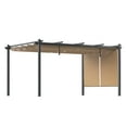 thumbnail image 2 of BPS 14' x 12' Outdoor Retractable Pergola with Canopy & 2 Roller Shades, Aluminum Patio Gazebo Shelter, Khaki, 2 of 8