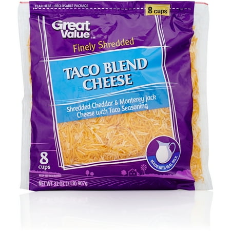 Great Value Finely Shredded Taco Blend Cheese, 32 oz