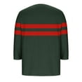 thumbnail image 5 of 3/4 Length Sleeve Womens Tops Round Neck Color Block Pleated Tunic Basic Shirts Casual Loose Plus Size Print Blouses (XXL, Army Green-A), 5 of 5
