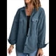 thumbnail image 2 of Chaqueta de Mujer de Gran Tamaño con Botones y Larga con Aberturas. Azul S, 2 of 5