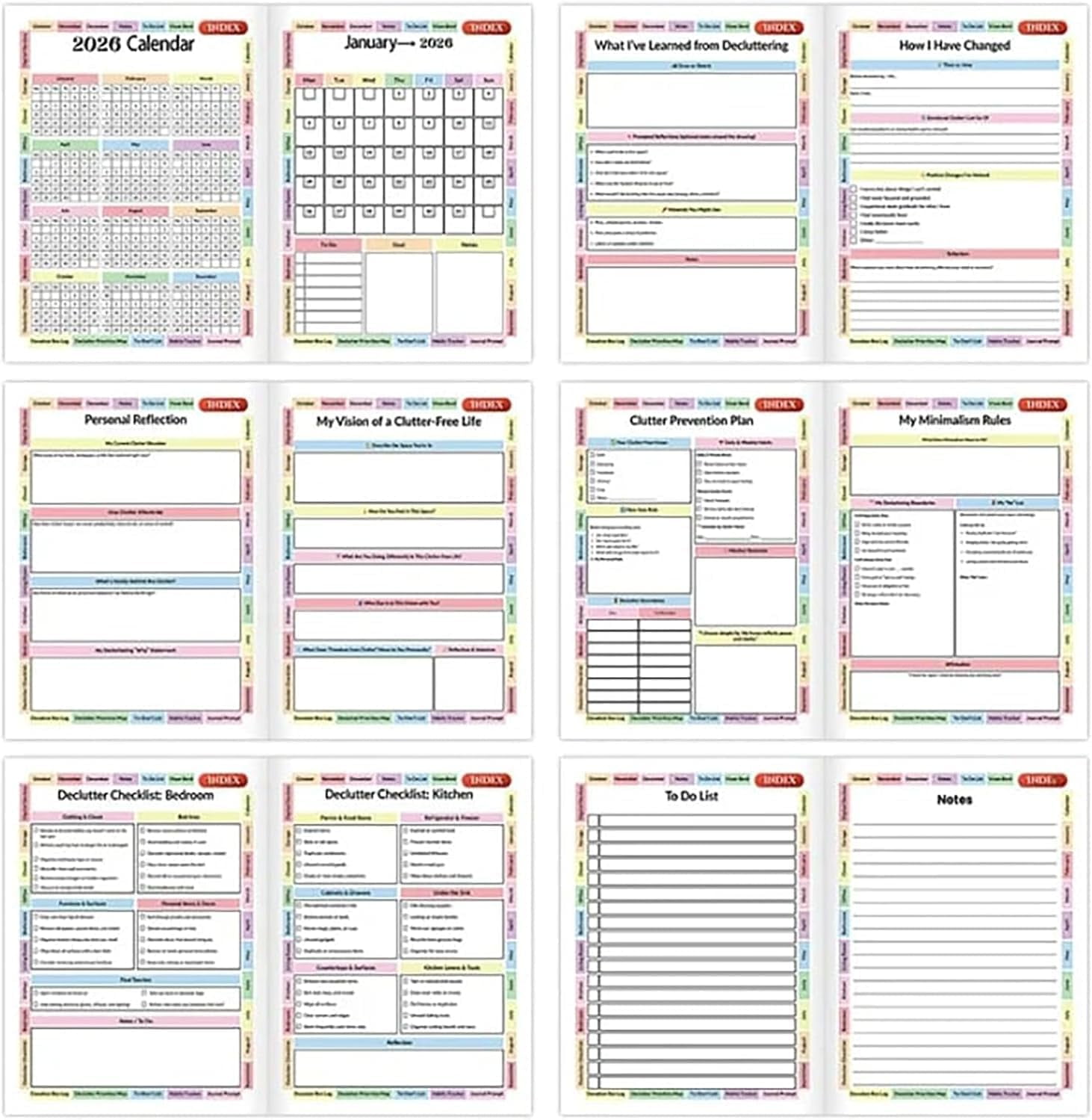 2026 Declutter Journal Workbook | Transform Your Home in 52 Weeks, 60 Page Guided Organization Planner, Prompts, Checklists, and Reflection Tools for Home & Life (1book,5 Colored Pen)